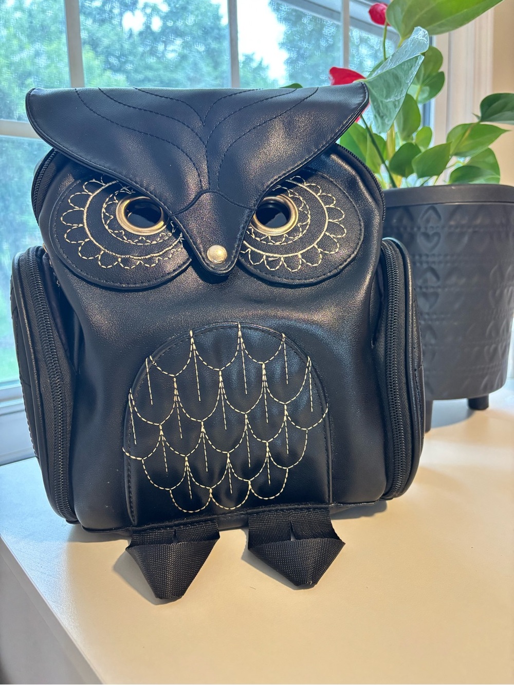 Gothic Owl PU Leather Mini Backpack – Kawaii Crossbody Bag Women